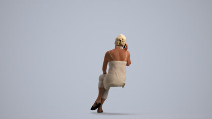 realistic 3D people senior woman casual sitting, render-ready for V-Ray and Corona, FBX OBJ, front view render
