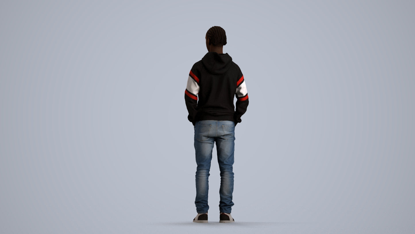 realistic 3D boy casual kids, scanned archviz people for Blender and 3ds Max, front view render