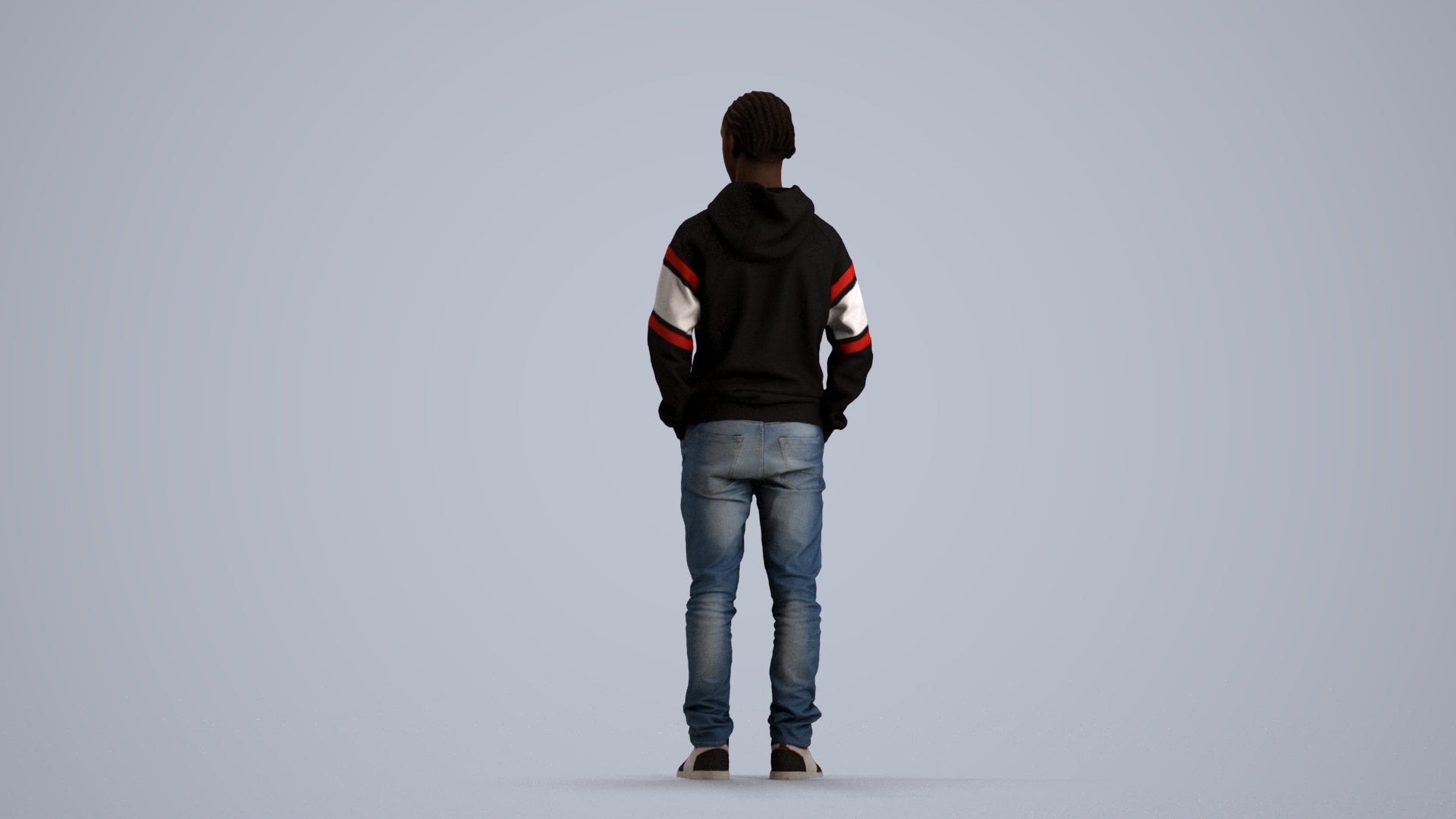 realistic 3D boy casual kids, scanned archviz people for Blender and 3ds Max, front view render