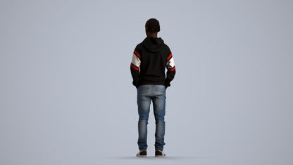 realistic 3D boy casual kids, scanned archviz people for Blender and 3ds Max, front view render