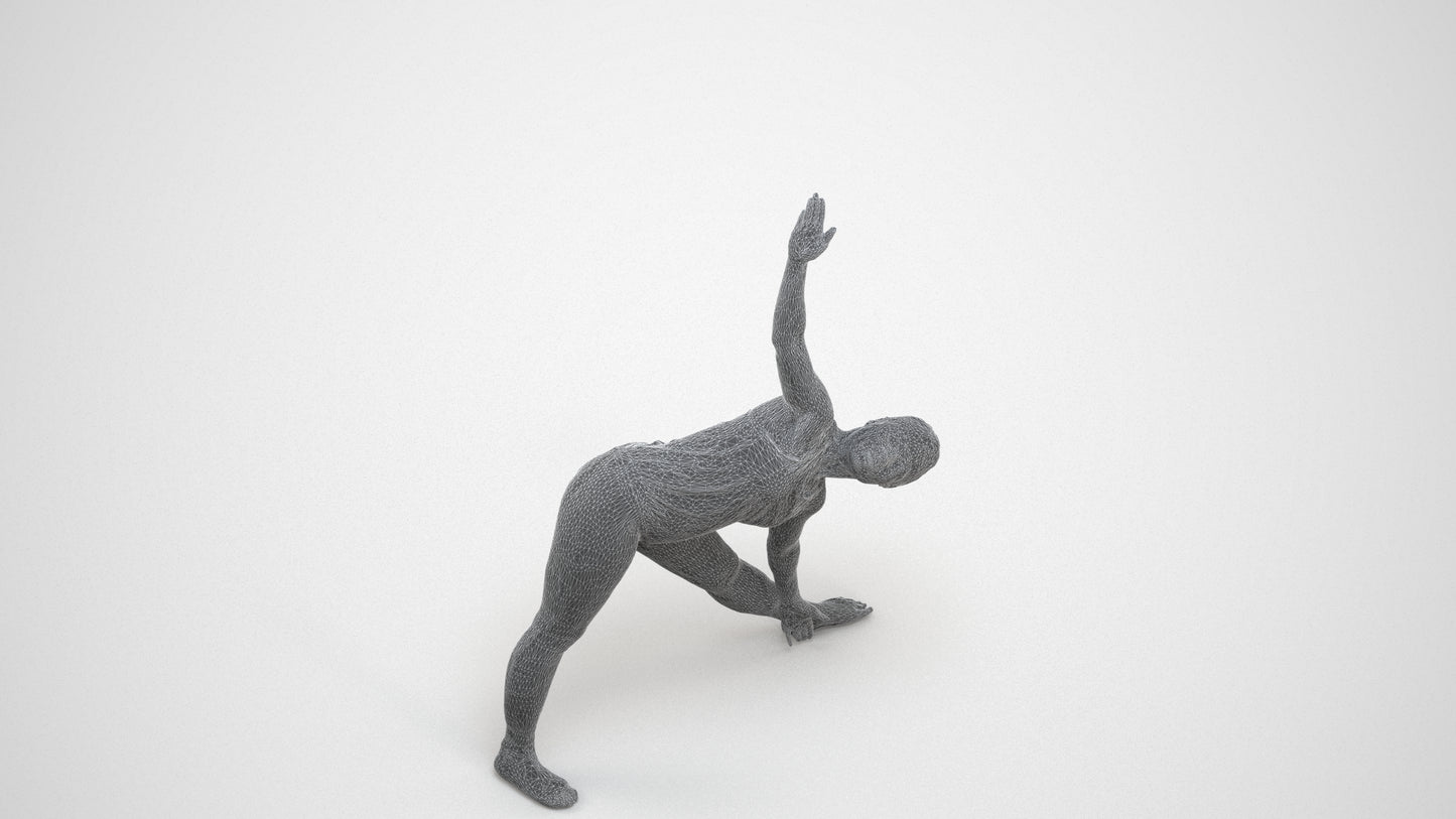 realistic 3D human woman sport, archviz people FBX OBJ for Blender, wireframe three-quarter view