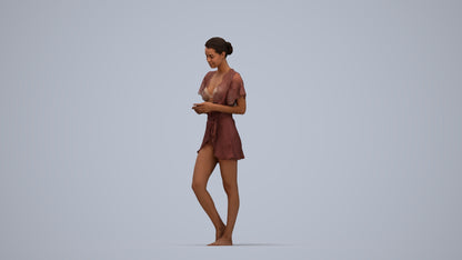 3D scanned woman bathroom, photorealistic archviz people for Enscape and SketchUp, top-down view render