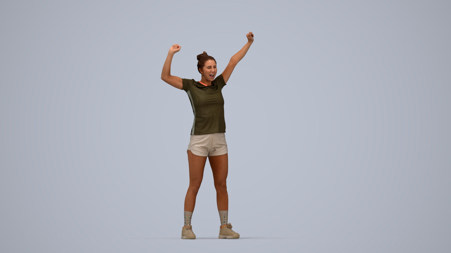 photogrammetry 3D woman sport, realistic human model archviz FBX, top-down view render