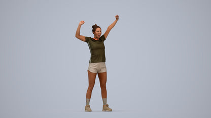 photogrammetry 3D woman sport, realistic human model archviz FBX, top-down view render