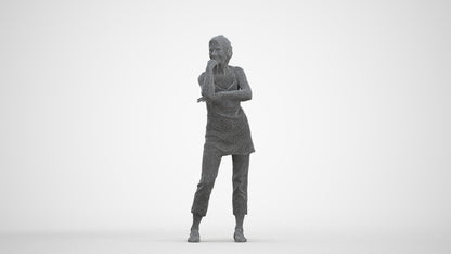 photogrammetry 3D senior woman casual standing, realistic human model archviz FBX, three-quarter front view render