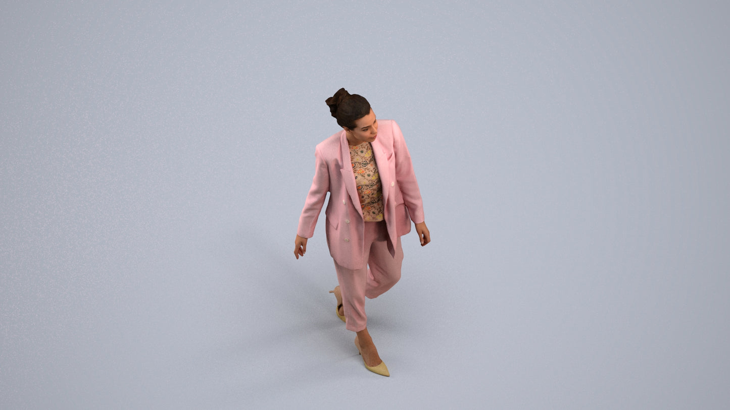 realistic 3D people woman business walking, render-ready for V-Ray and Corona, FBX OBJ, back view render