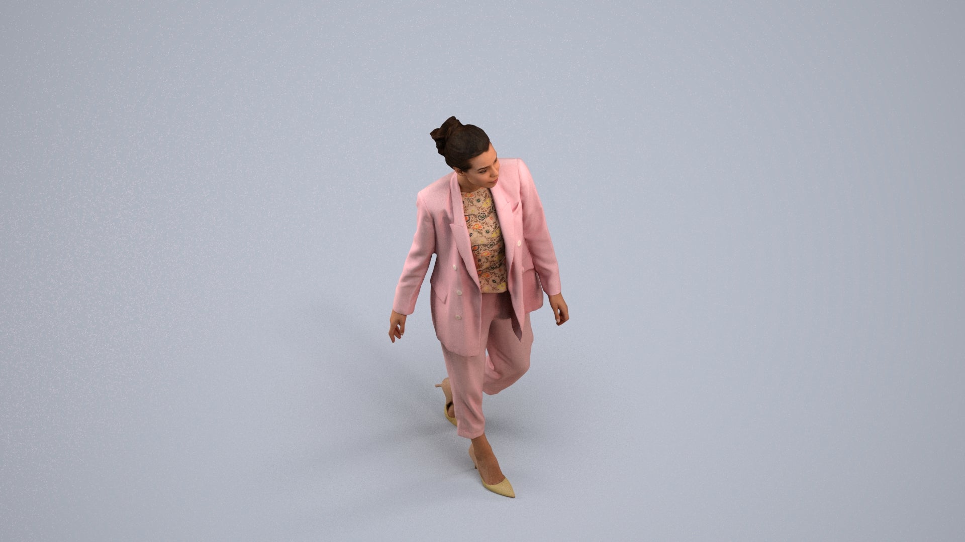 realistic 3D people woman business walking, render-ready for V-Ray and Corona, FBX OBJ, back view render