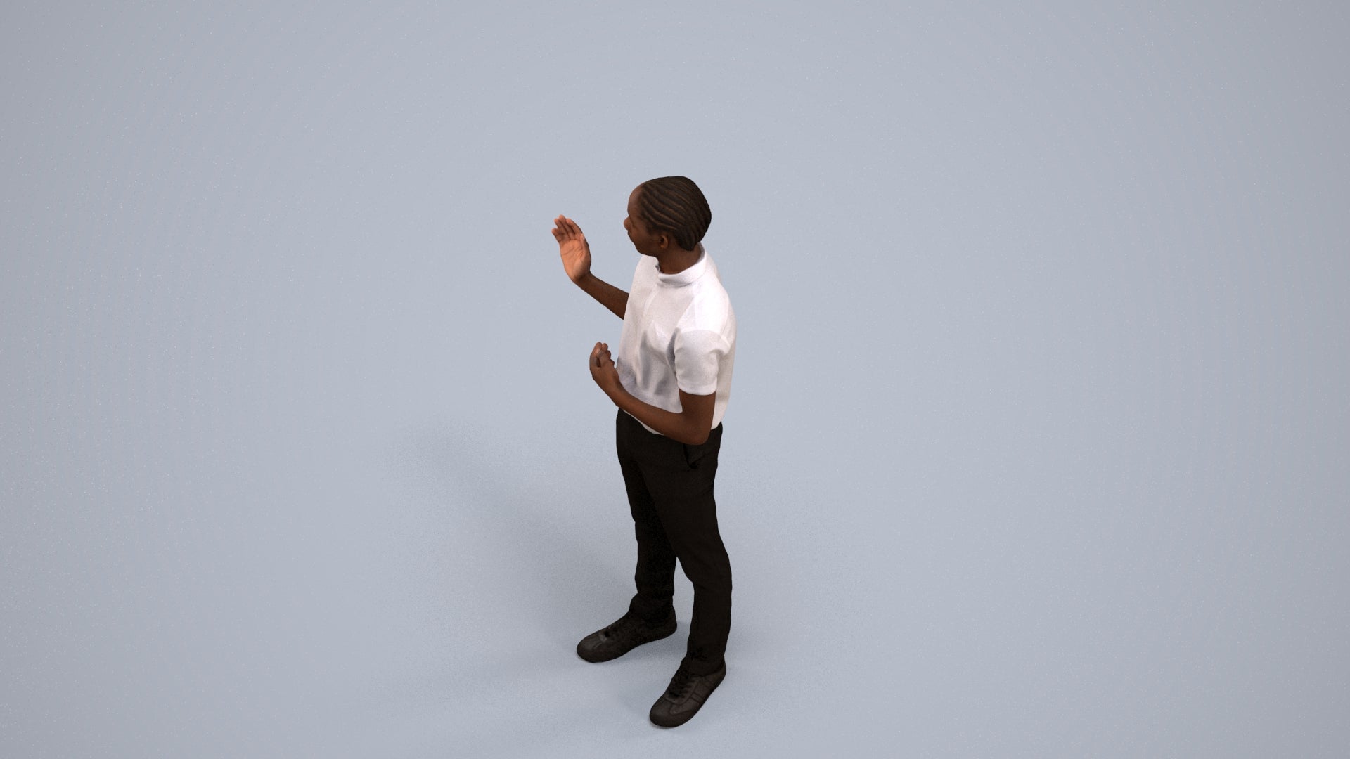 photogrammetry 3D boy hospitality, realistic human model archviz FBX, back view render
