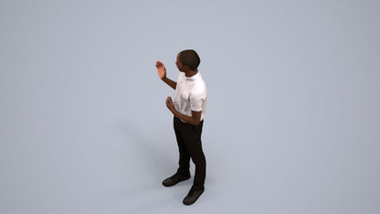 photogrammetry 3D boy hospitality, realistic human model archviz FBX, back view render