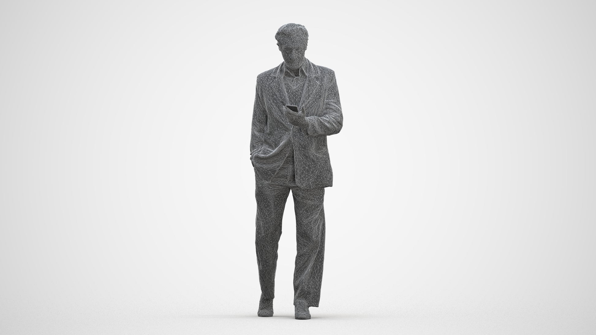 3D scanned man standing business, photorealistic archviz people for Enscape and SketchUp, three-quarter front view render