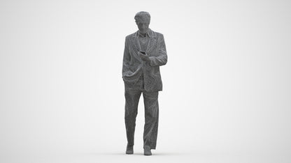 3D scanned man standing business, photorealistic archviz people for Enscape and SketchUp, three-quarter front view render