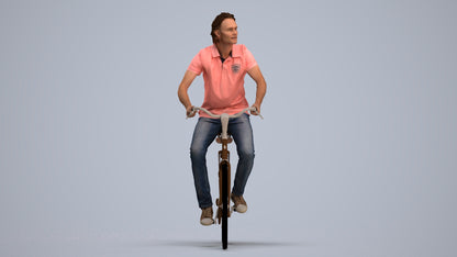 3D scanned man cycling casual, photorealistic archviz people for Enscape and SketchUp, standing pose render