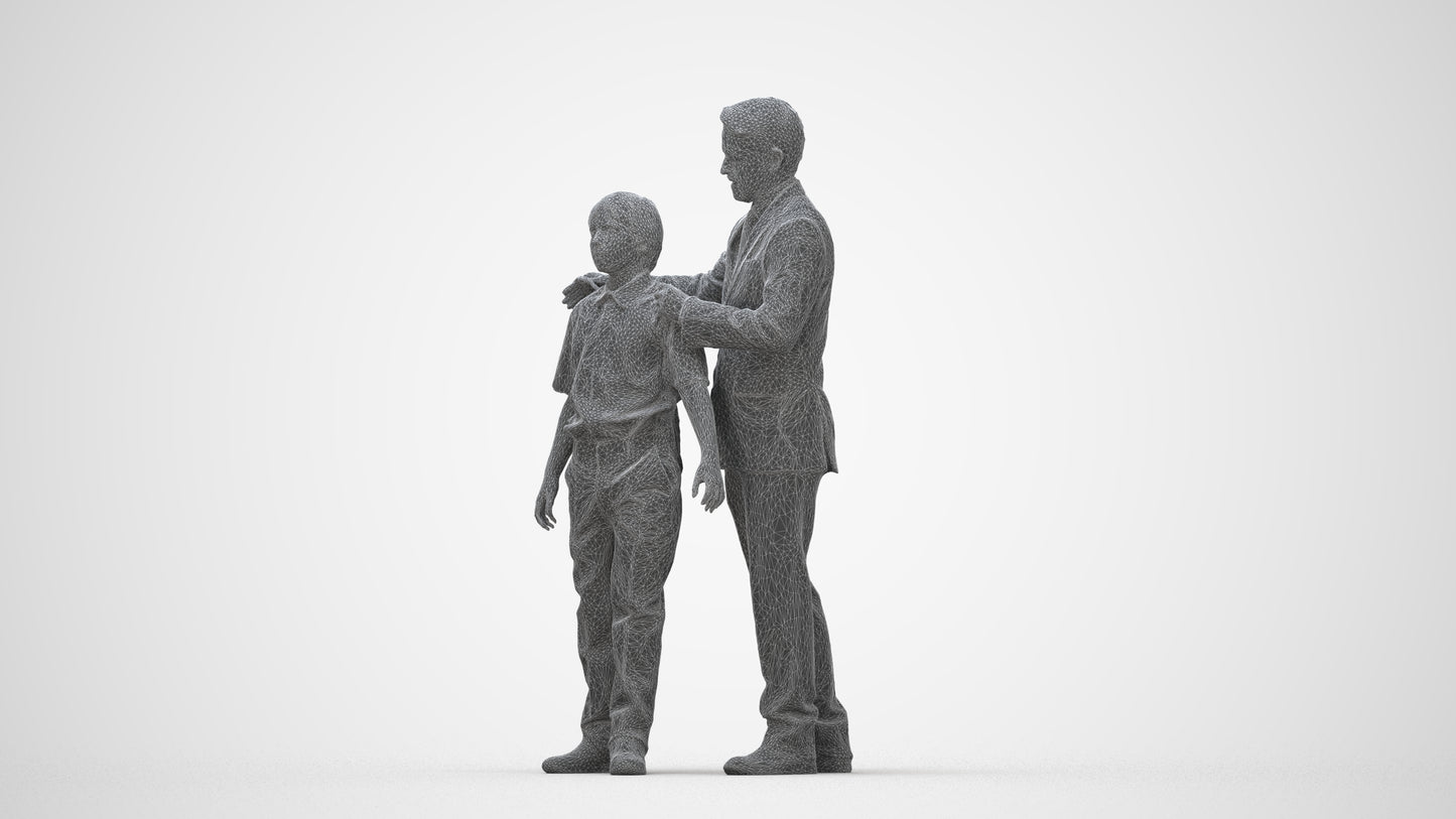 3D people model girl kids, scanned human for 3ds Max rendering, wireframe back view