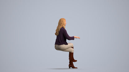 realistic 3D people woman business sitting, render-ready for V-Ray and Corona, FBX OBJ, front view render