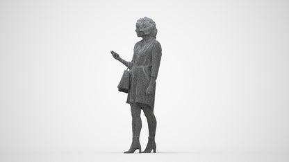photogrammetry 3D woman casual walking, realistic human model archviz FBX, wireframe back view