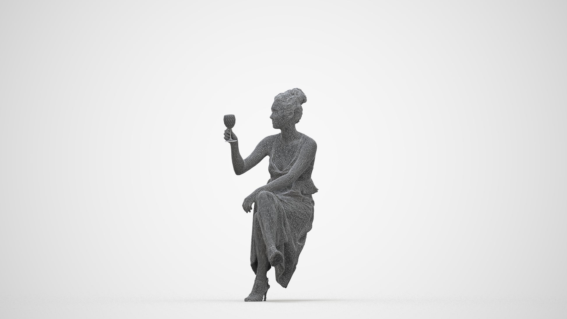 realistic 3D woman formal formalaffairs, scanned archviz people for Blender and 3ds Max, wireframe back view