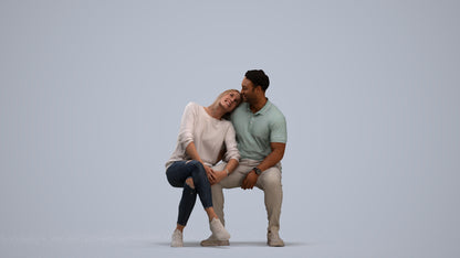realistic 3D human woman casual couple, archviz people FBX OBJ for Blender, standing pose render