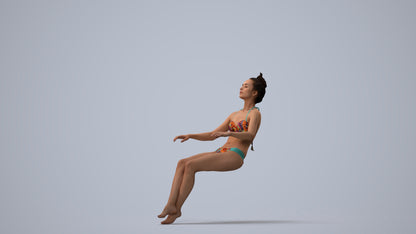 realistic 3D woman pool, scanned archviz people for Blender and 3ds Max, three-quarter view render
