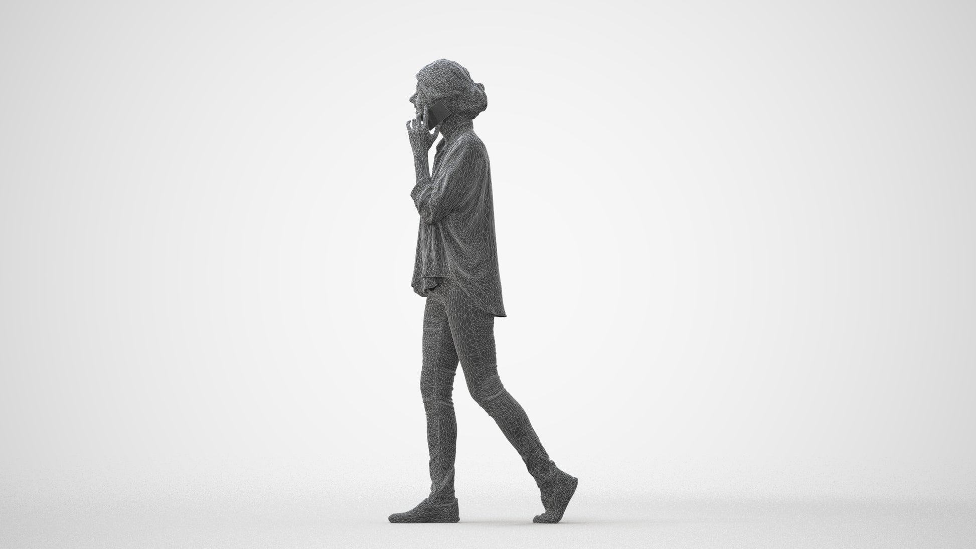 realistic 3D human woman casual walking, archviz people FBX OBJ for Blender, square thumbnail