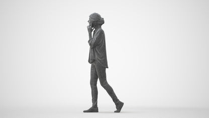 realistic 3D human woman casual walking, archviz people FBX OBJ for Blender, square thumbnail