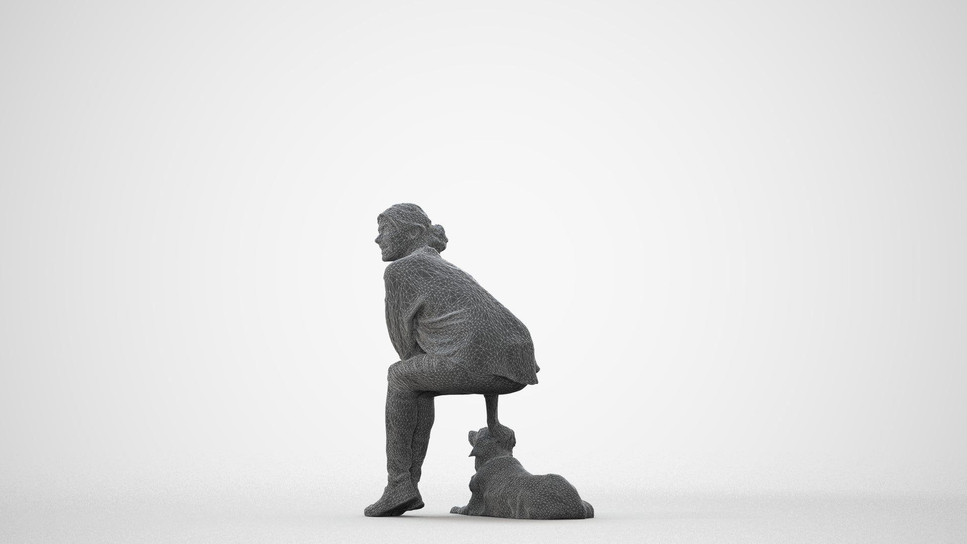 3D people model man casual sitting, scanned human for 3ds Max rendering, square thumbnail