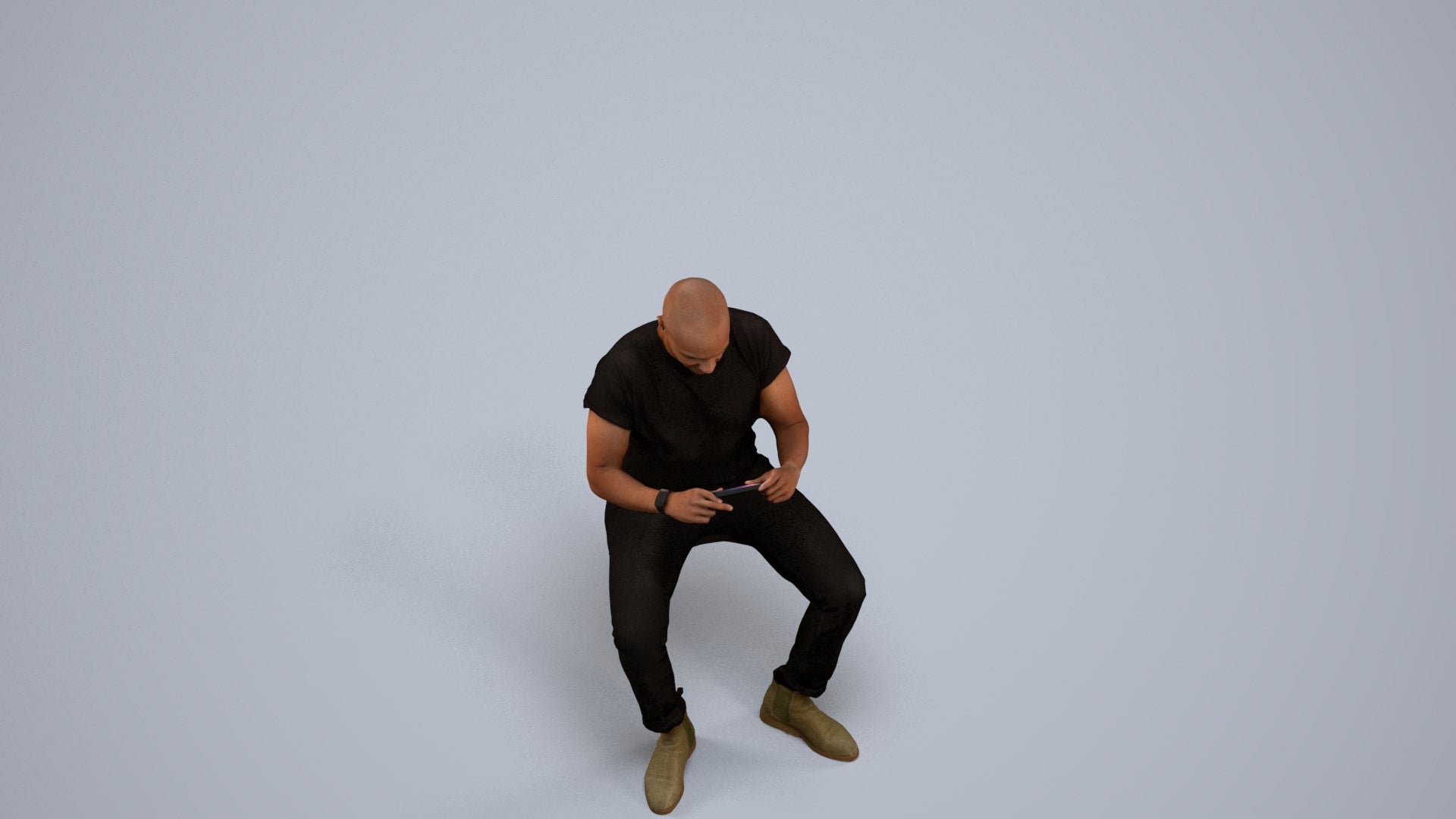 realistic 3D people man casual sitting, render-ready for V-Ray and Corona, FBX OBJ, back view render
