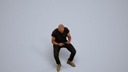 realistic 3D people man casual sitting, render-ready for V-Ray and Corona, FBX OBJ, back view render