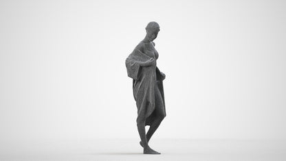 photogrammetry 3D woman bathroom, realistic human model archviz FBX, wireframe side view