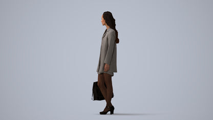 photogrammetry 3D woman business standing, realistic human model archviz FBX, three-quarter view render