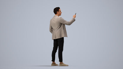 realistic 3D people man business standing, render-ready for V-Ray and Corona, FBX OBJ, side view render