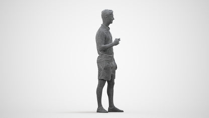 scanned 3D man casual standing, photogrammetry people for Enscape and V-Ray, wireframe side view