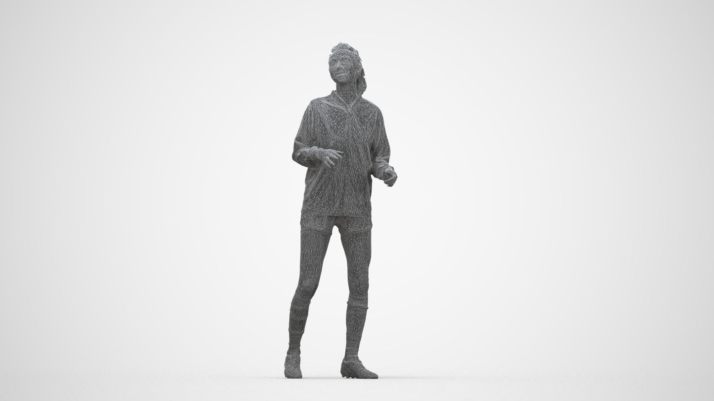 realistic 3D human woman sport, archviz people FBX OBJ for Blender, wireframe back view