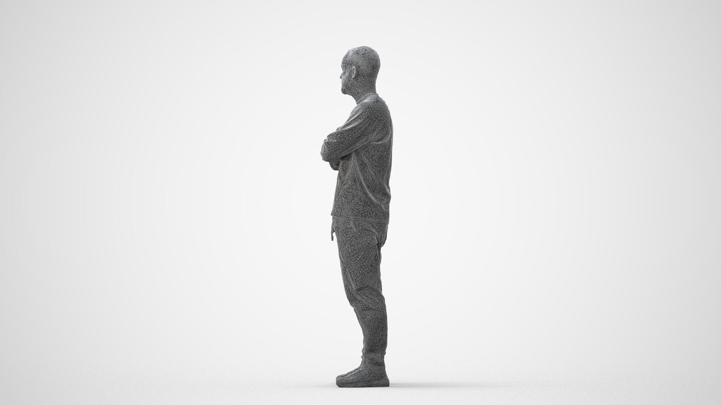 3D human model man casual standing, photogrammetry scanned person for archviz, square thumbnail
