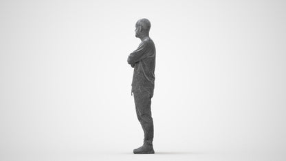 3D human model man casual standing, photogrammetry scanned person for archviz, square thumbnail
