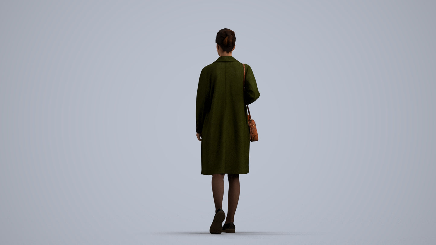 3D people model woman casual walking, scanned human for 3ds Max rendering, front view render