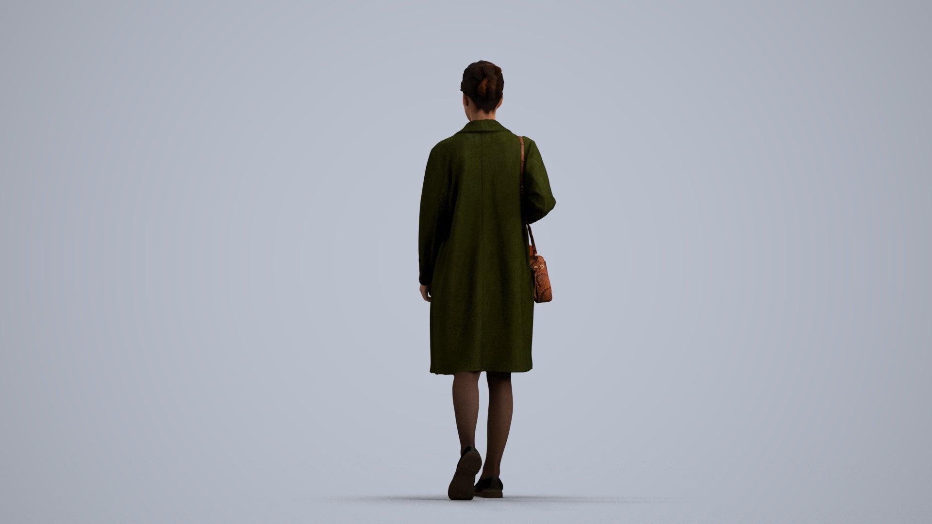3D people model woman casual walking, scanned human for 3ds Max rendering, front view render