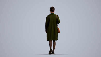 3D people model woman casual walking, scanned human for 3ds Max rendering, front view render