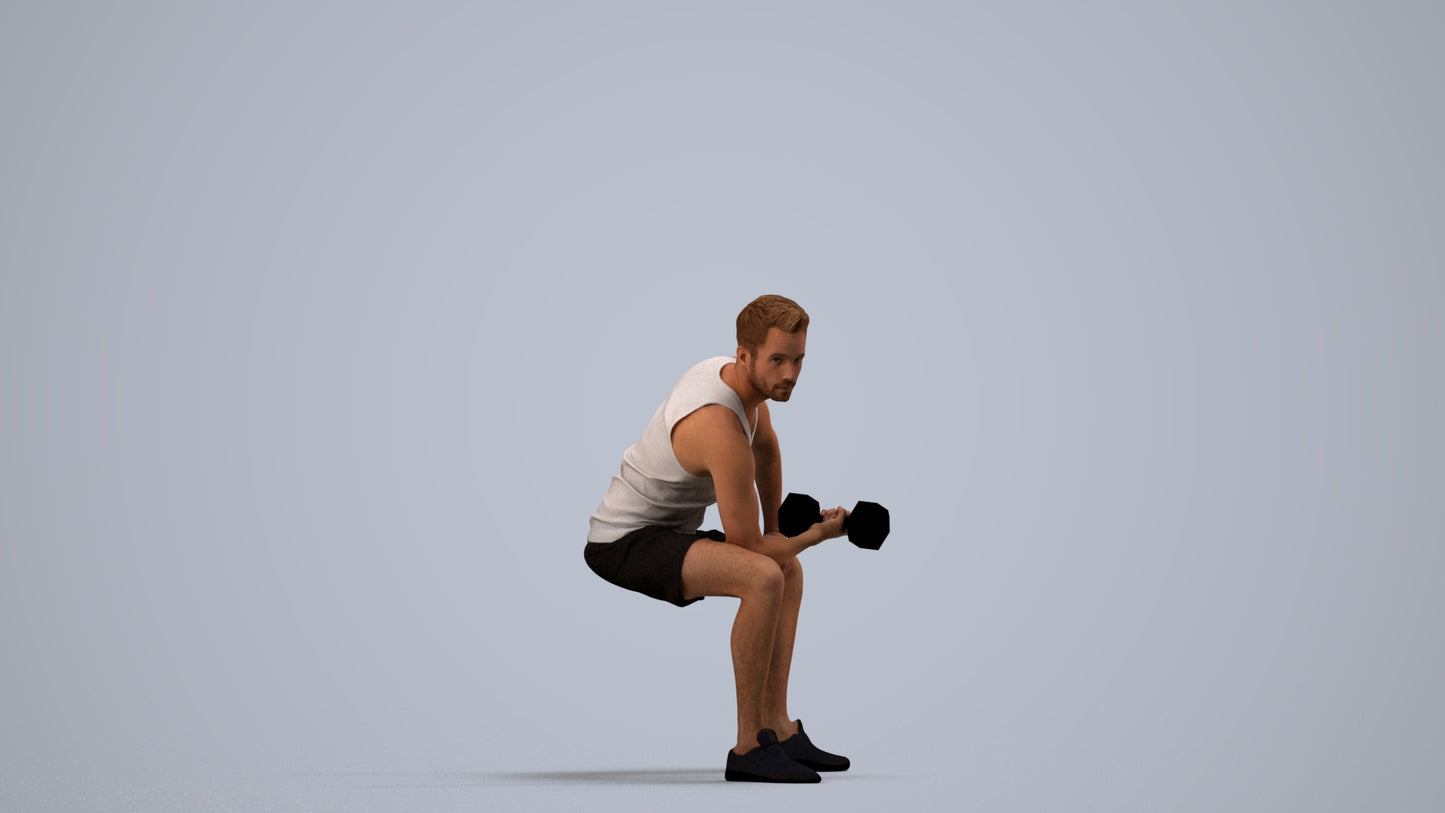 realistic 3D human man sport, archviz people FBX OBJ for Blender, side view render