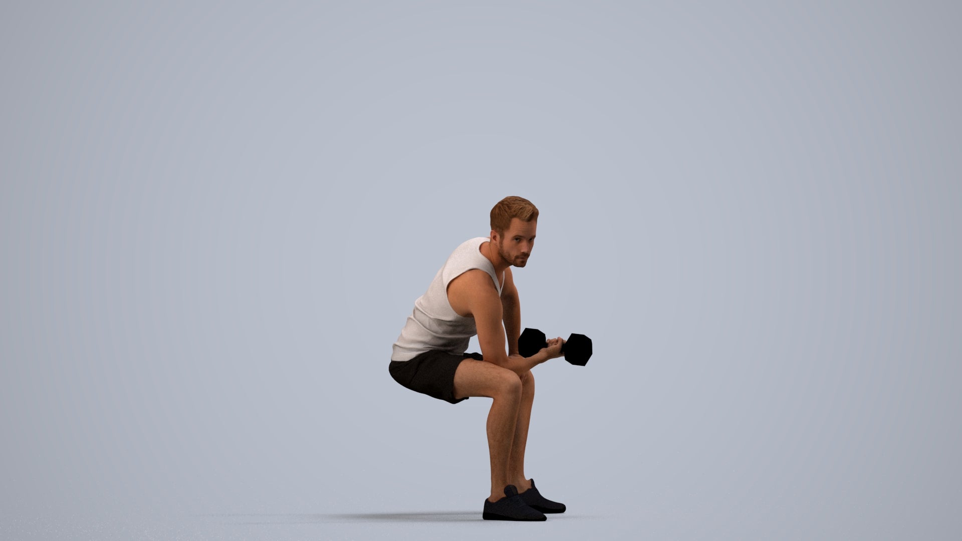realistic 3D human man sport, archviz people FBX OBJ for Blender, side view render