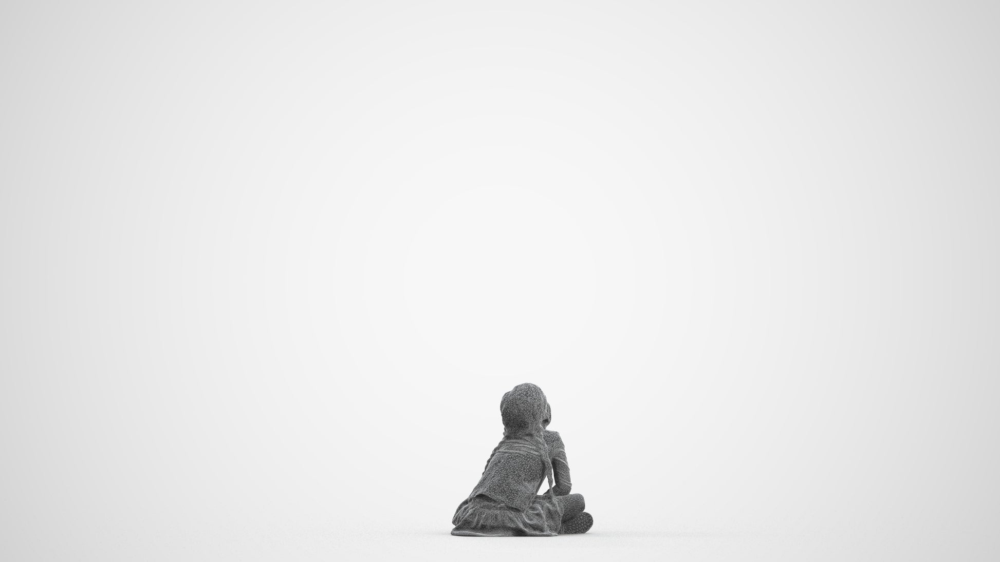 3D people model girl casual kids, scanned human for 3ds Max rendering, wireframe front view