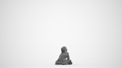 3D people model girl casual kids, scanned human for 3ds Max rendering, wireframe front view