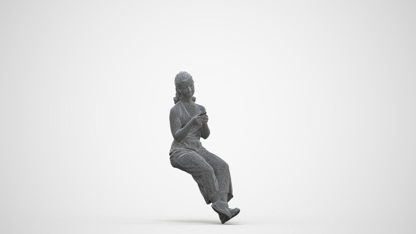 realistic 3D girl casual kids, scanned archviz people for Blender and 3ds Max, three-quarter front view render