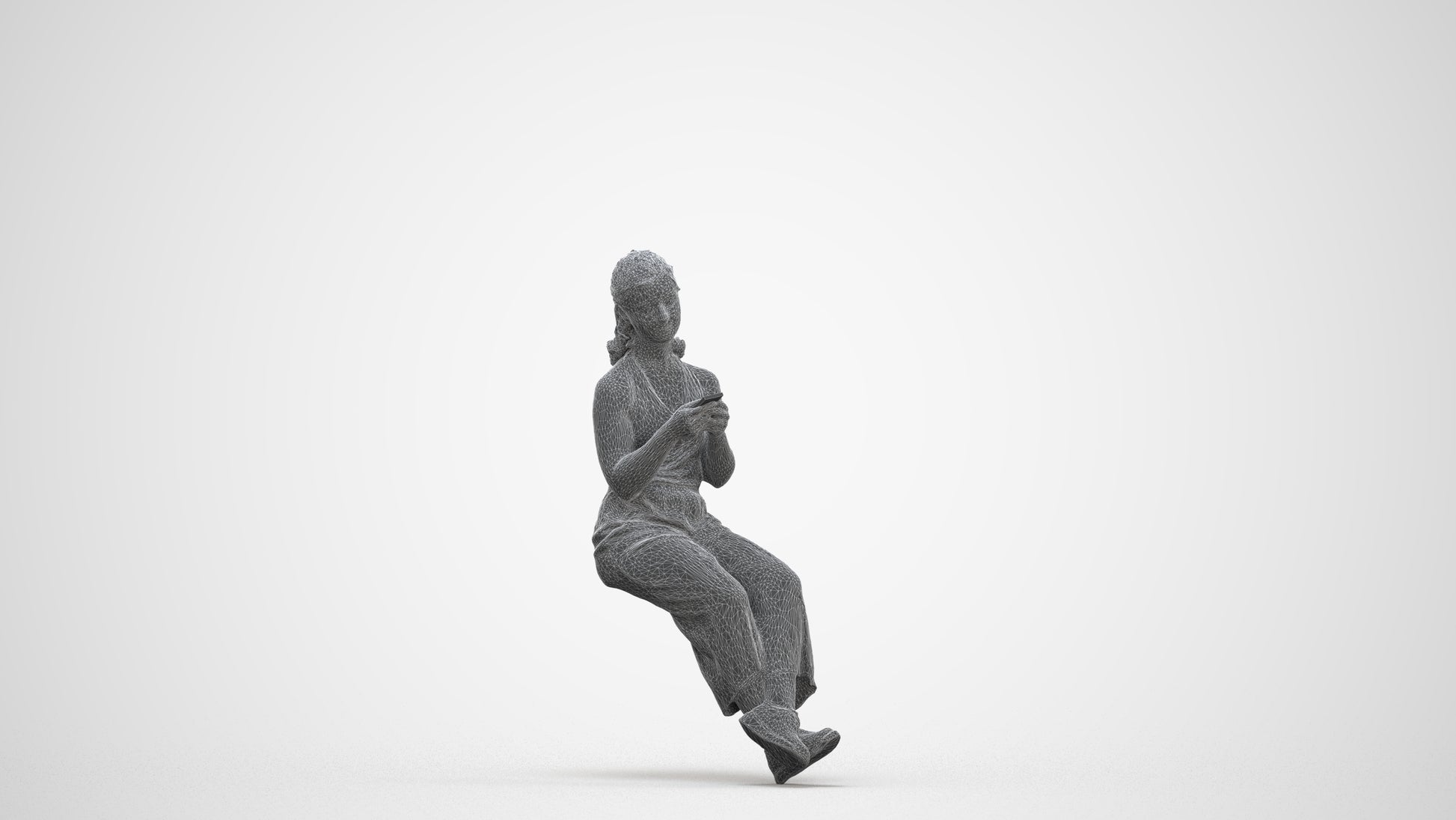 realistic 3D girl casual kids, scanned archviz people for Blender and 3ds Max, three-quarter front view render