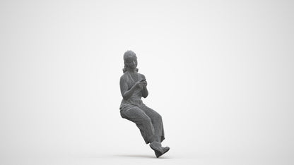 realistic 3D girl casual kids, scanned archviz people for Blender and 3ds Max, three-quarter front view render