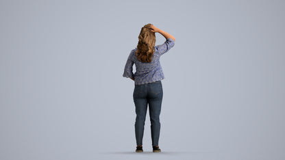 photogrammetry 3D woman casual standing, realistic human model archviz FBX, front view render