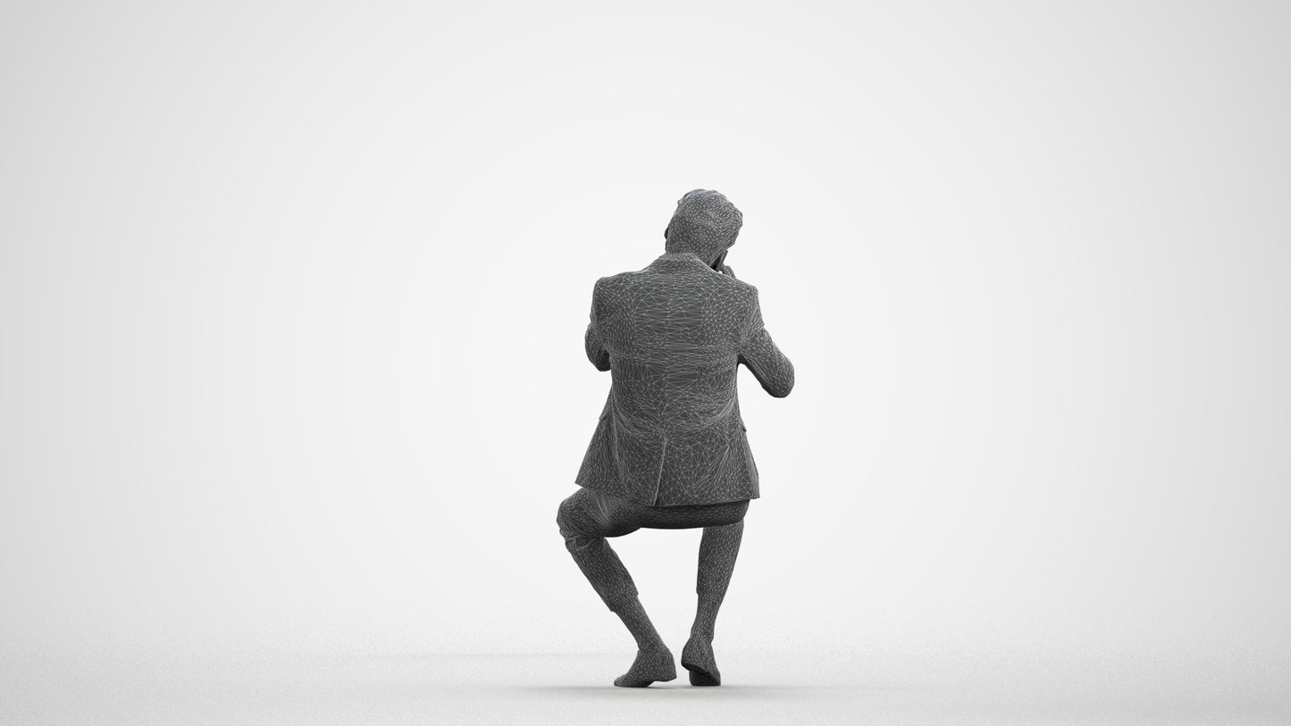 realistic 3D human man business, archviz people FBX OBJ for Blender, wireframe front view