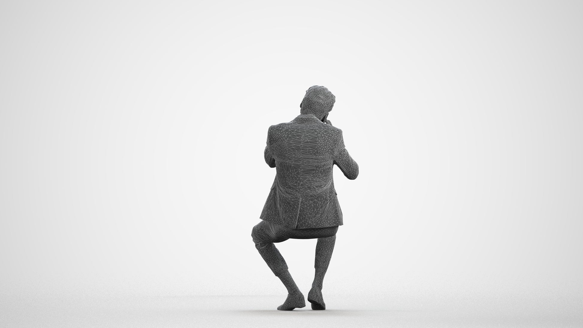 realistic 3D human man business, archviz people FBX OBJ for Blender, wireframe front view