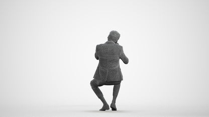 realistic 3D human man business, archviz people FBX OBJ for Blender, wireframe front view