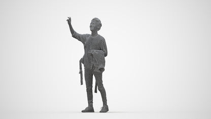 3D people model man casual standing, scanned human for 3ds Max rendering, wireframe back view
