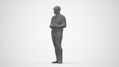 realistic 3D man casual standing, scanned archviz people for Blender and 3ds Max, wireframe back view
